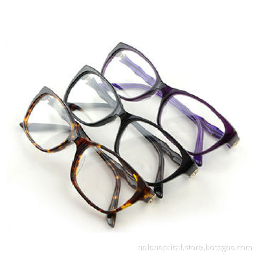 Hot-sale newest acetate optical frames with metal trim in crystal purple
